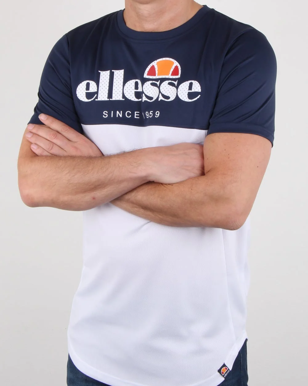 Ellesse split T Shirt Navy/white - Image 3