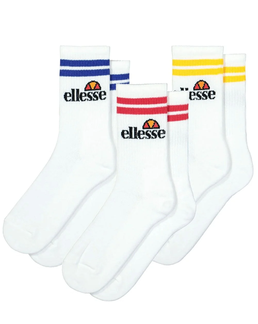 Ellesse Striped Pullo 3 Pack Crew Socks White/Multi
