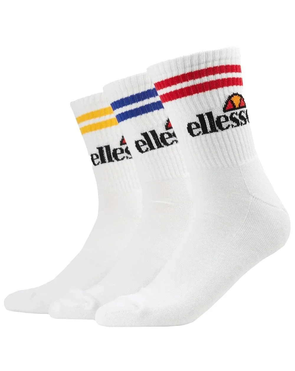 Ellesse Striped Pullo 3 Pack Crew Socks White/Multi - Image 2