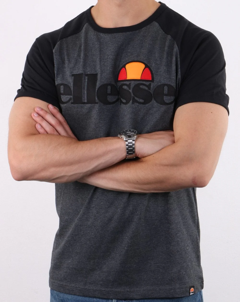 Ellesse T Shirt Dark Grey/Black - Image 3