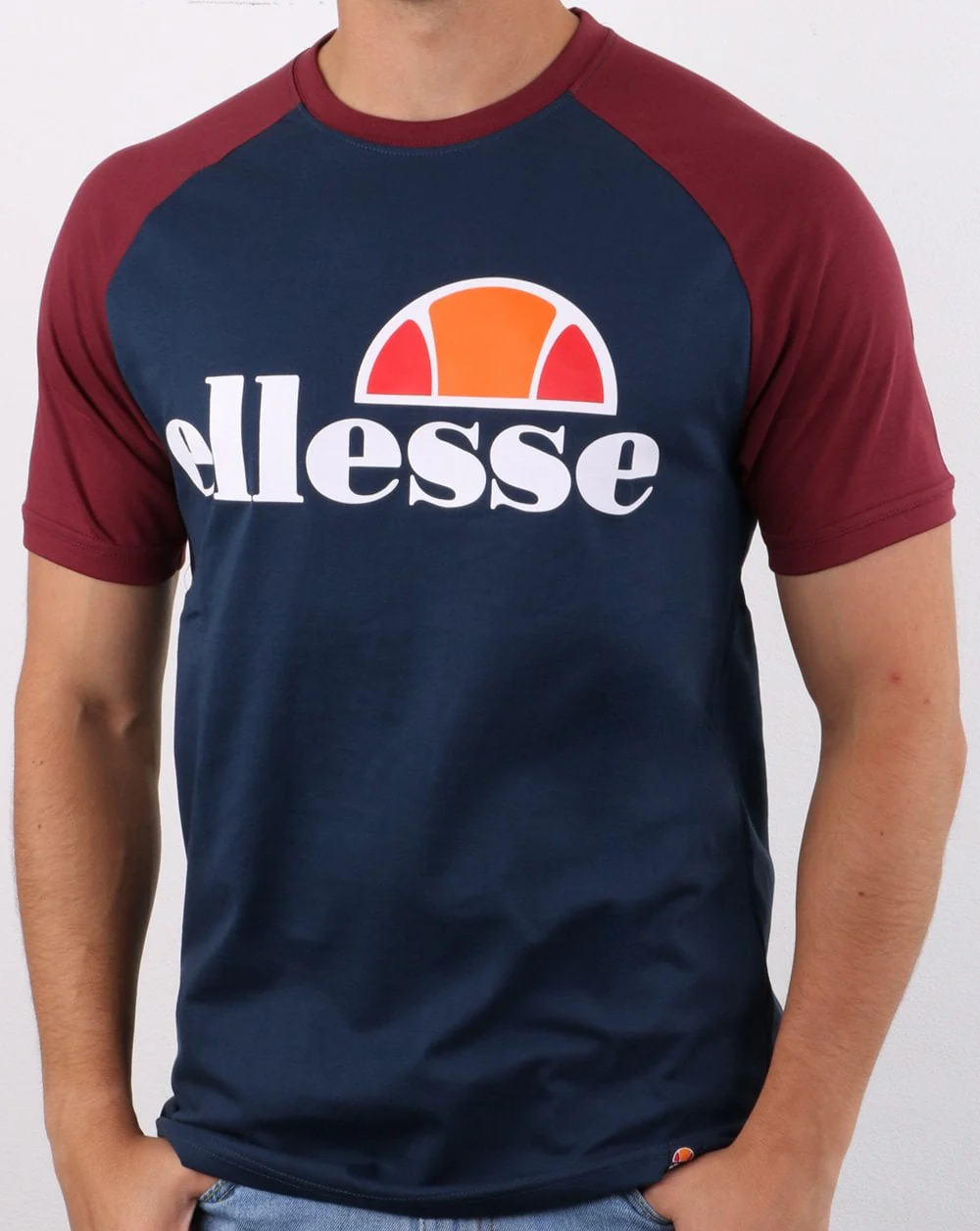 Ellesse T Shirt Navy/burgundy