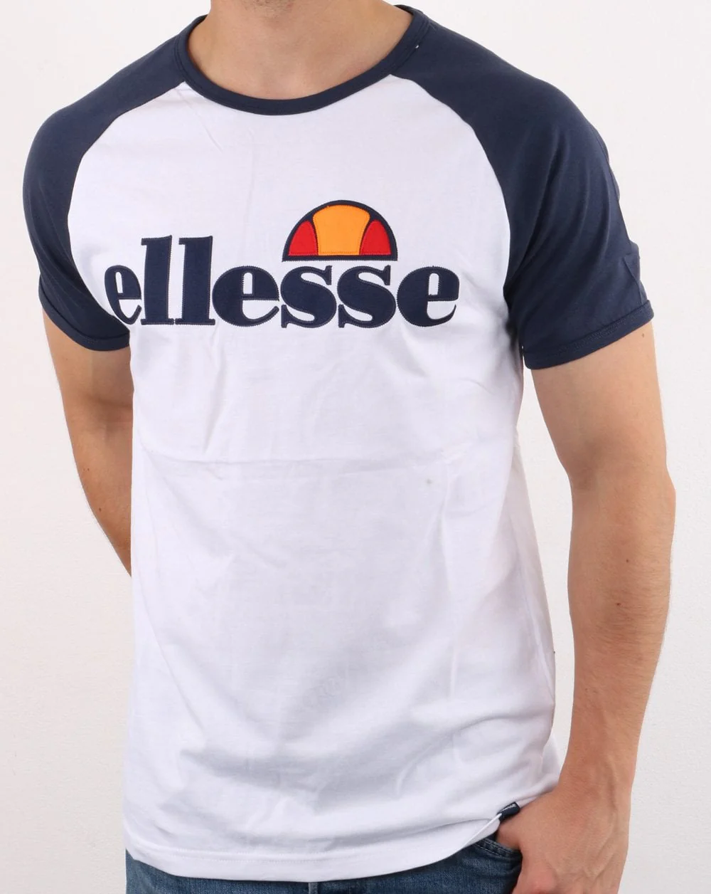 Ellesse T Shirt White/Navy - Image 2
