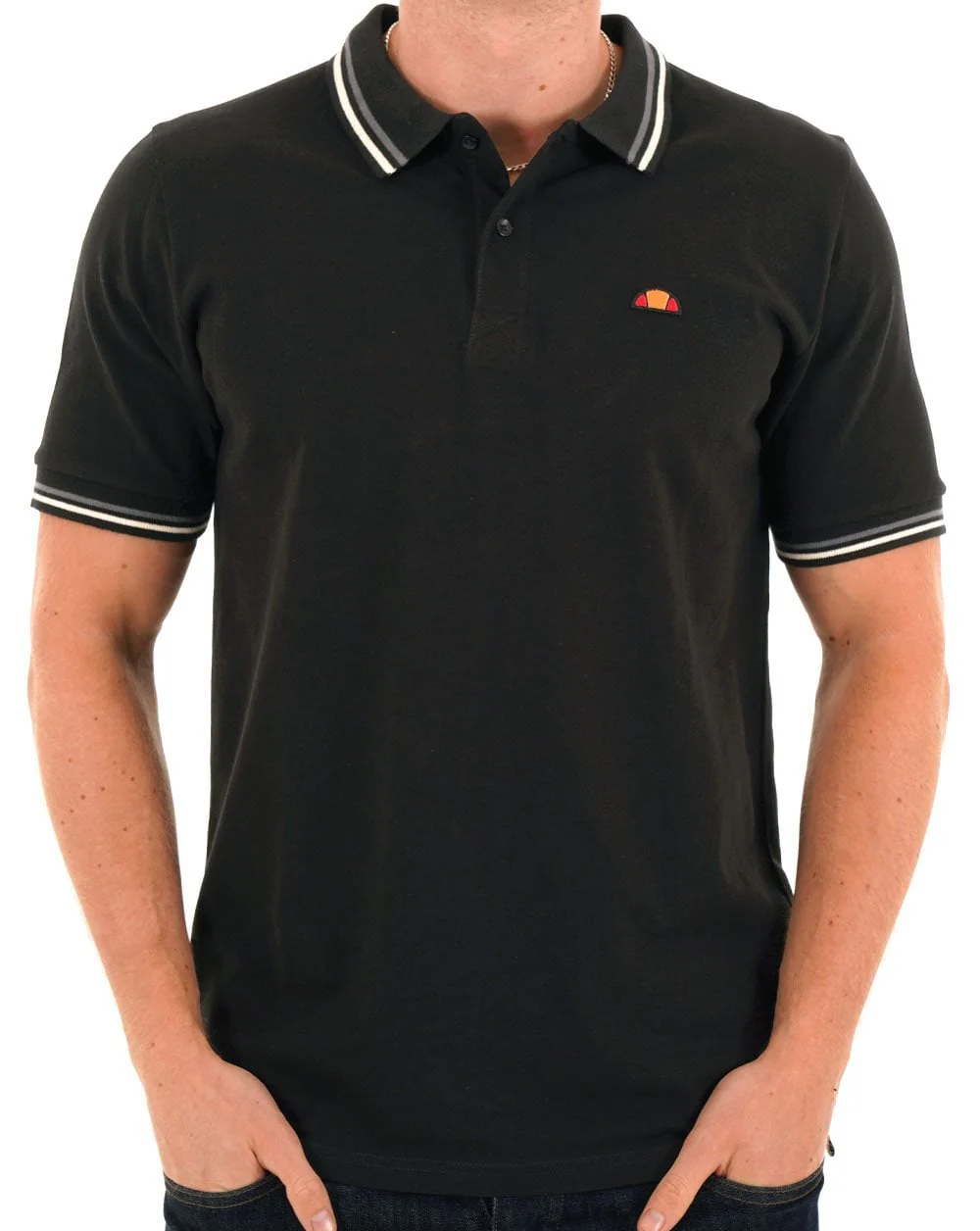 Ellesse Tipped Polo Shirt Black - Image 3