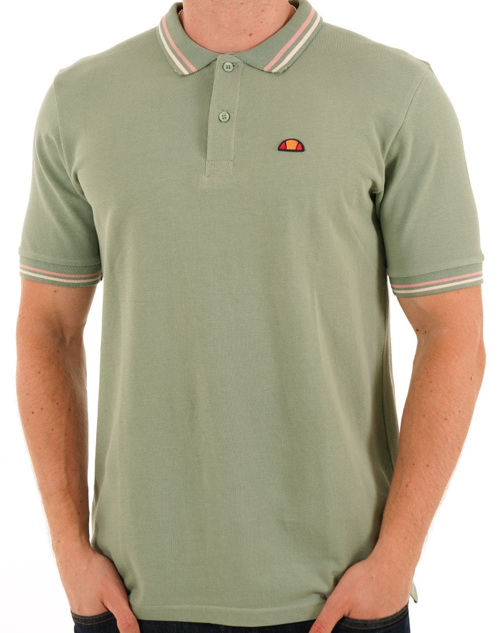 Ellesse Tipped Polo Shirt Green - Image 3