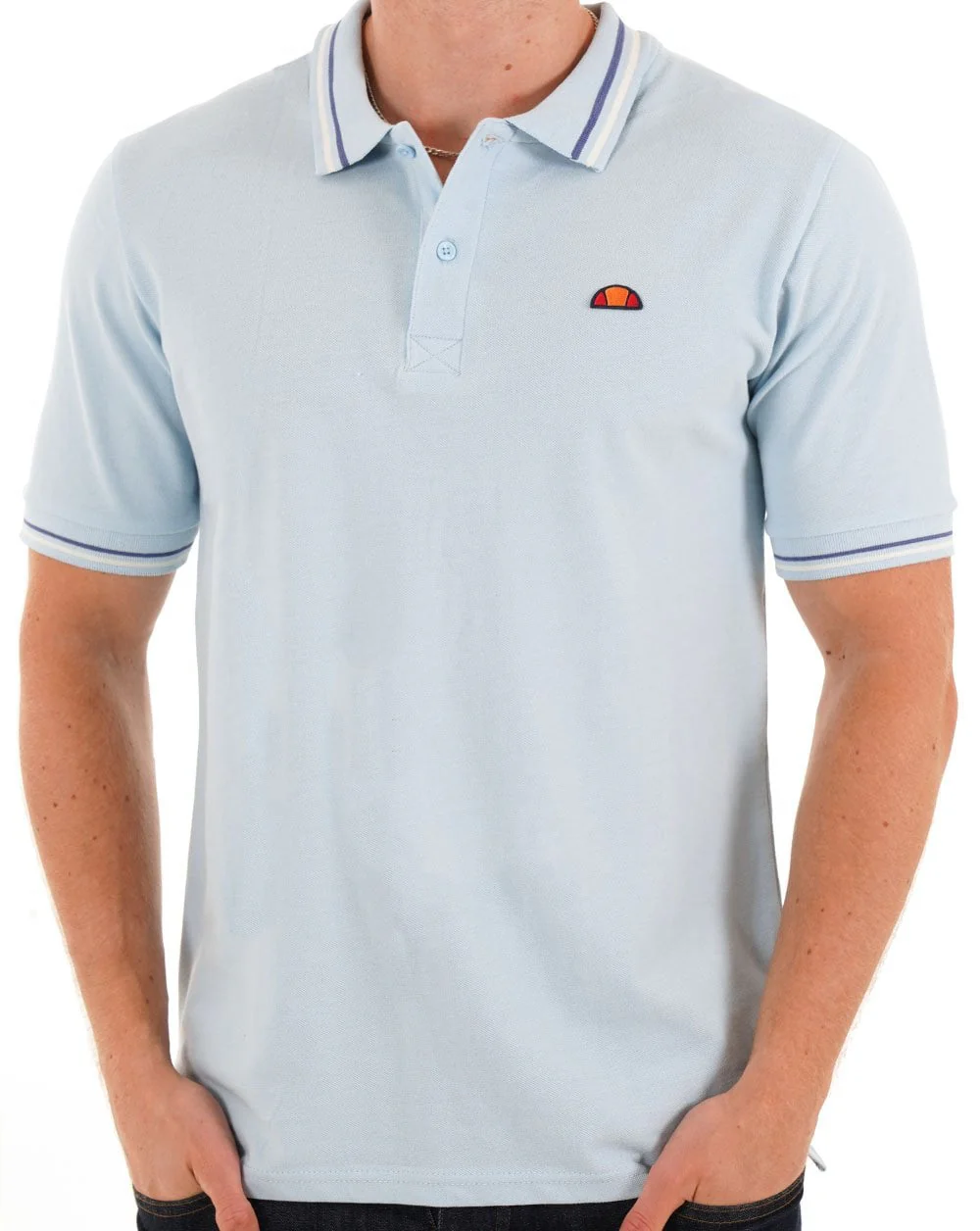 Ellesse Tipped Polo Shirt Light Blue - Image 3