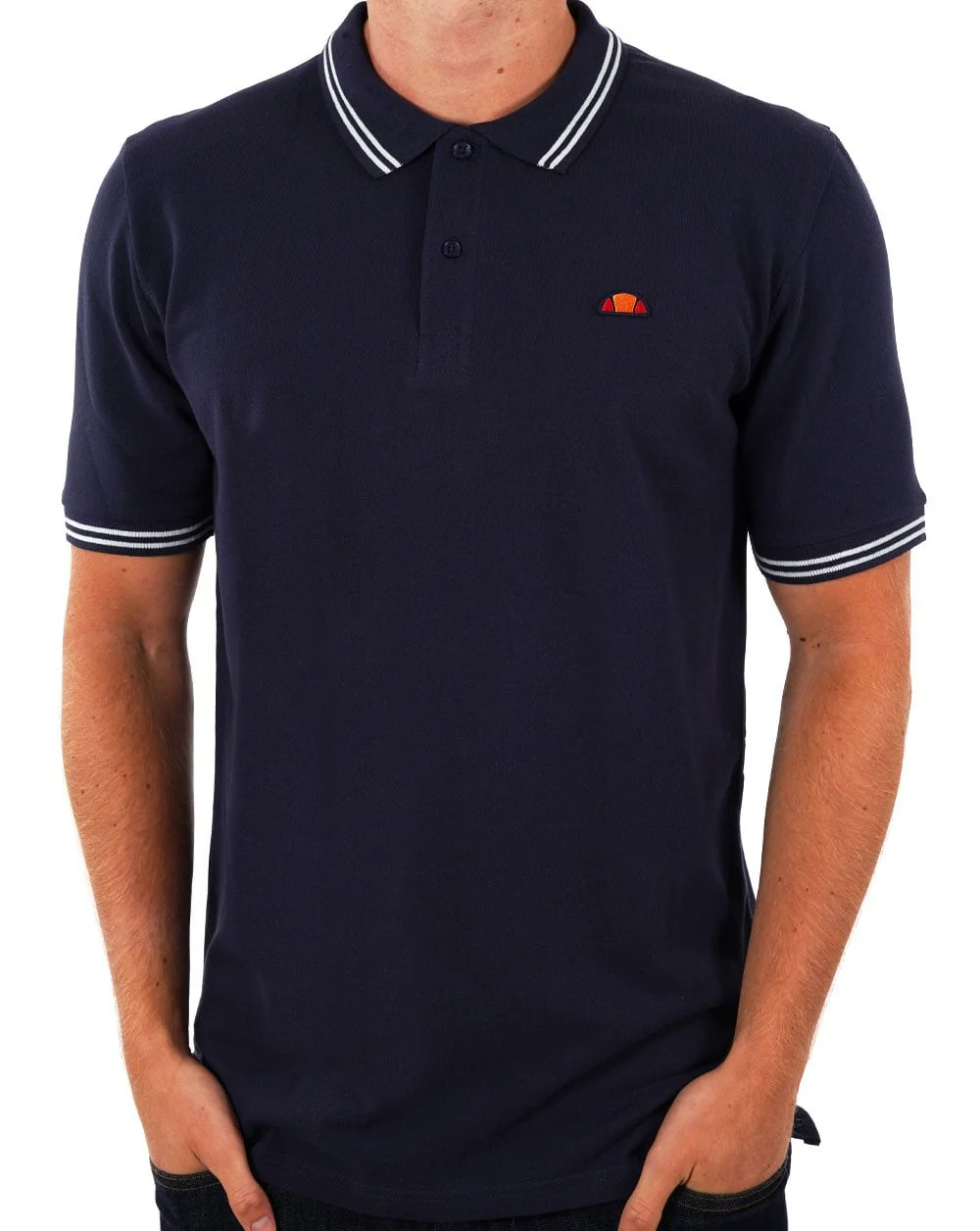 Ellesse Tipped Polo Shirt Navy/White - Image 3