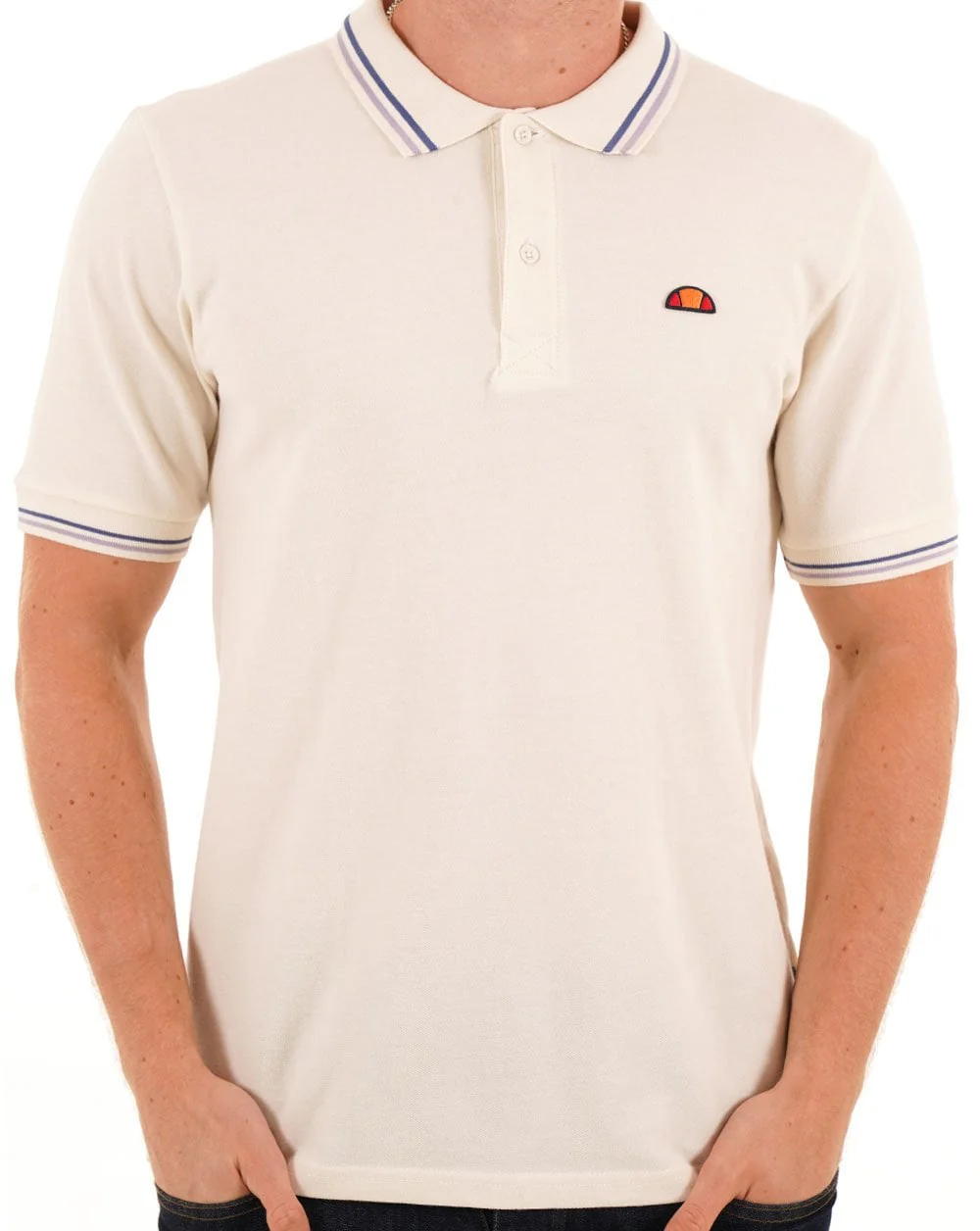 Ellesse Tipped Polo Shirt Off White