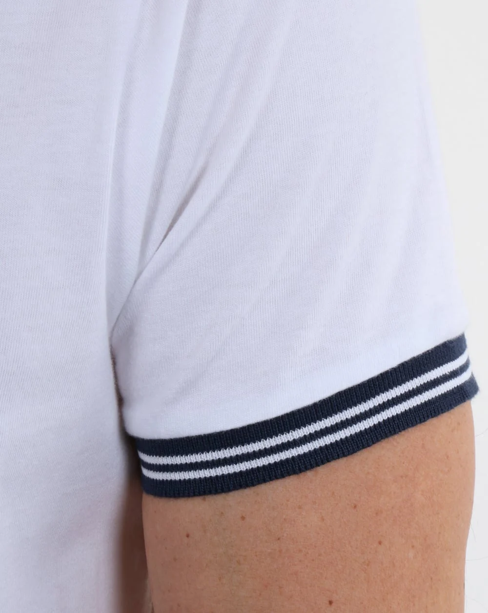 Ellesse Tipped Polo Shirt White-Navy - Image 3