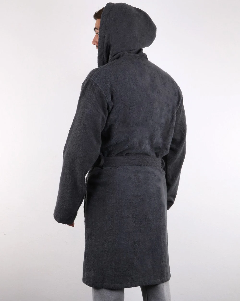 Ellesse Towelling Dressing Gown Grey - Image 3