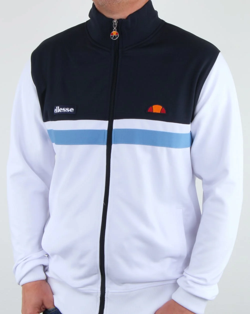 Ellesse Trasimeno II Track Top White/Navy - Image 2