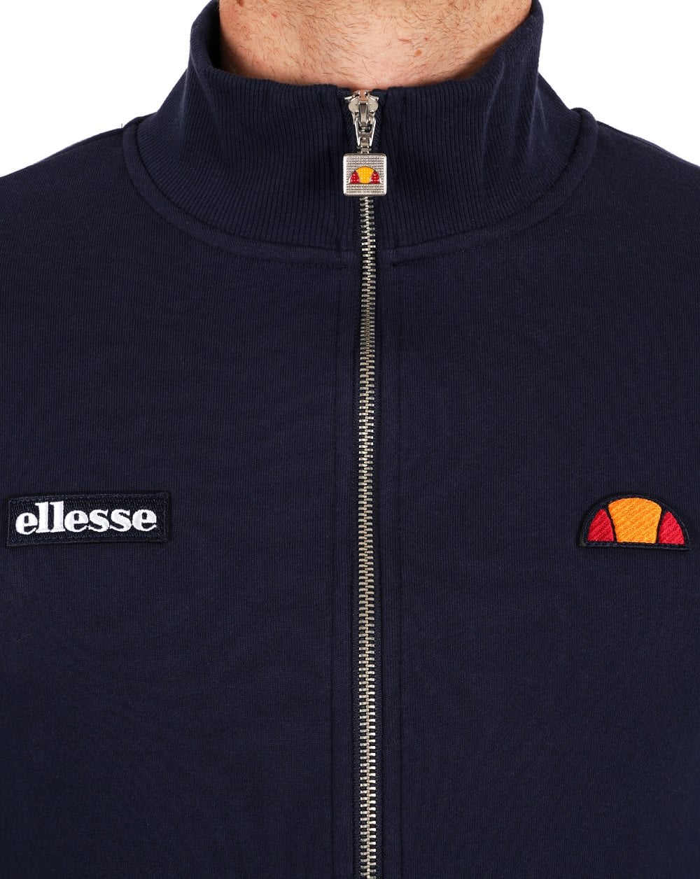 Ellesse Twin Badge Cotton Zip Top Navy - Image 2