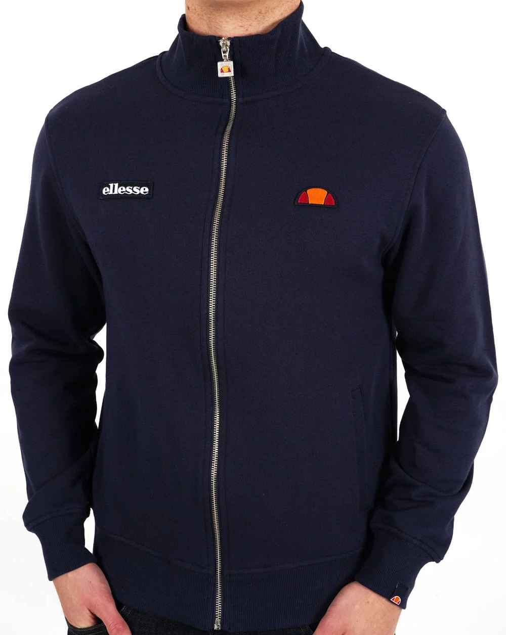 Ellesse Twin Badge Cotton Zip Top Navy - Image 3