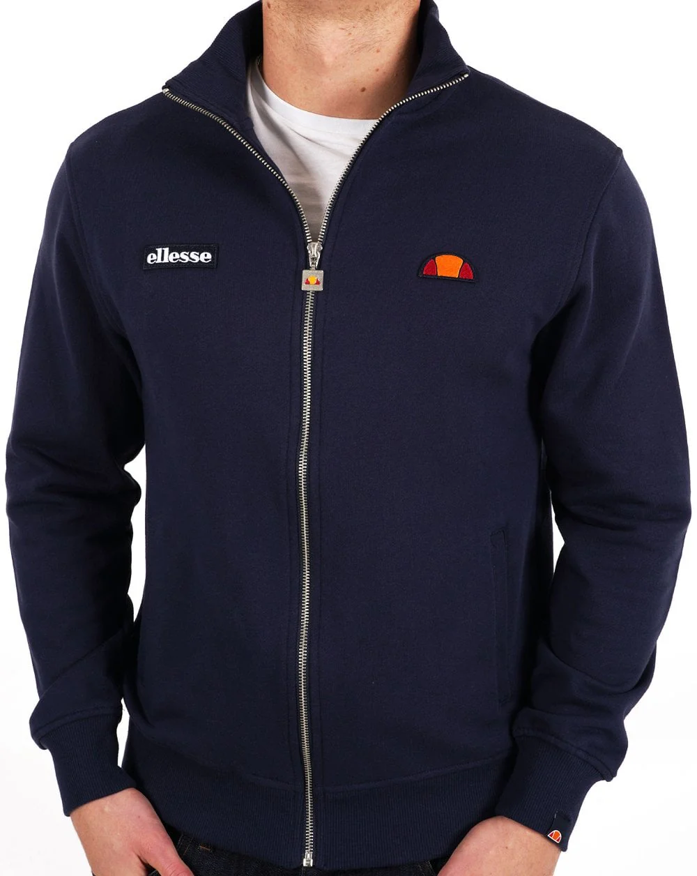 Ellesse Twin Badge Cotton Zip Top Navy - Image 5
