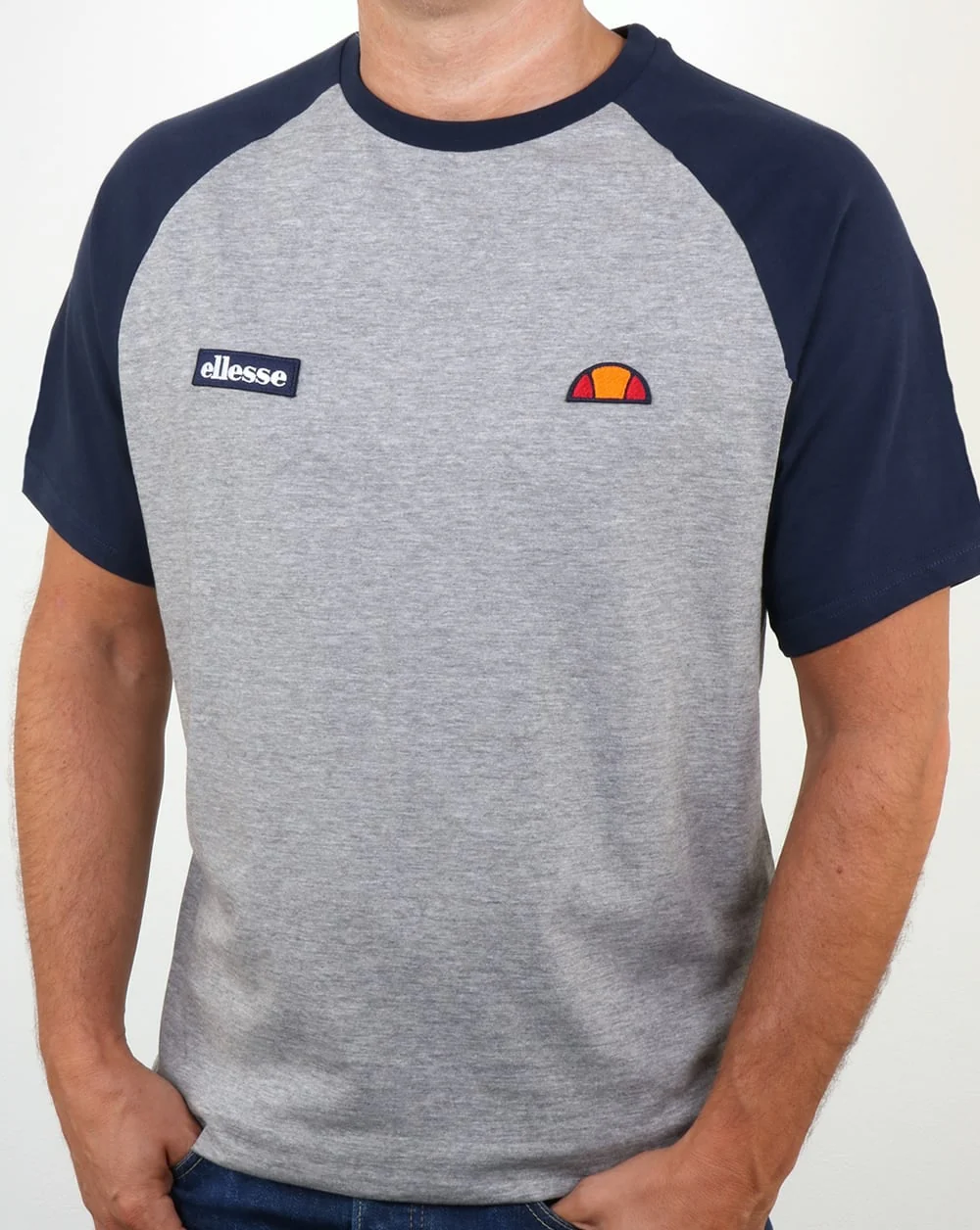 Ellesse Twin Logo T Shirt Athletic Grey/Navy - Image 2