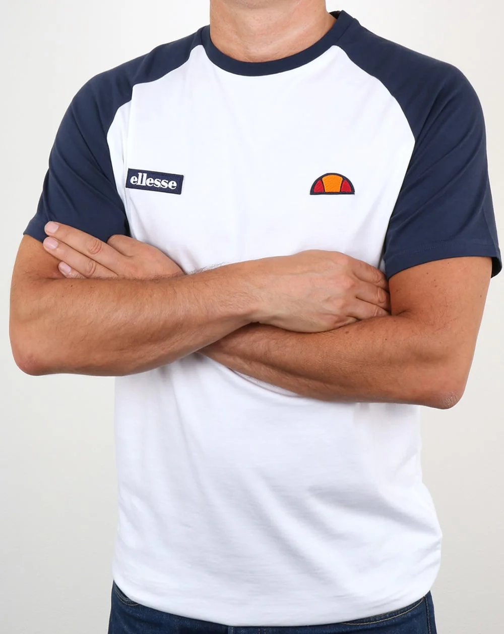 Ellesse Twin Logo T Shirt White/Navy