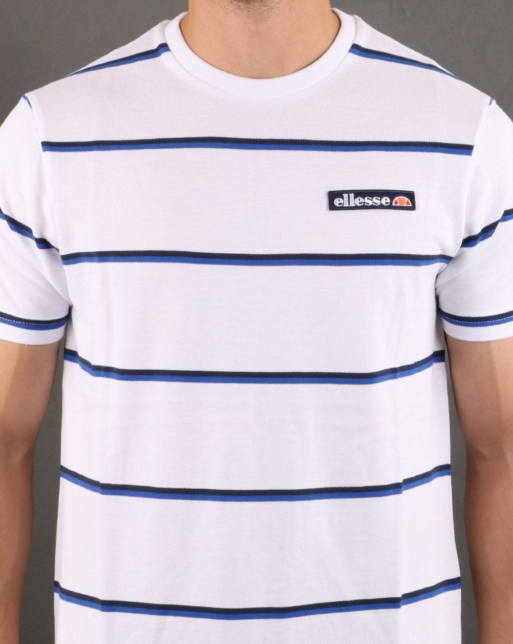 Ellesse Twin Stripe T Shirt White - Blue - Image 2