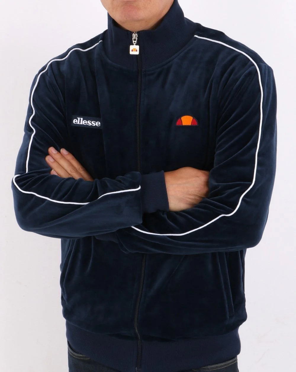 Ellesse Velour Piping Track Top Navy