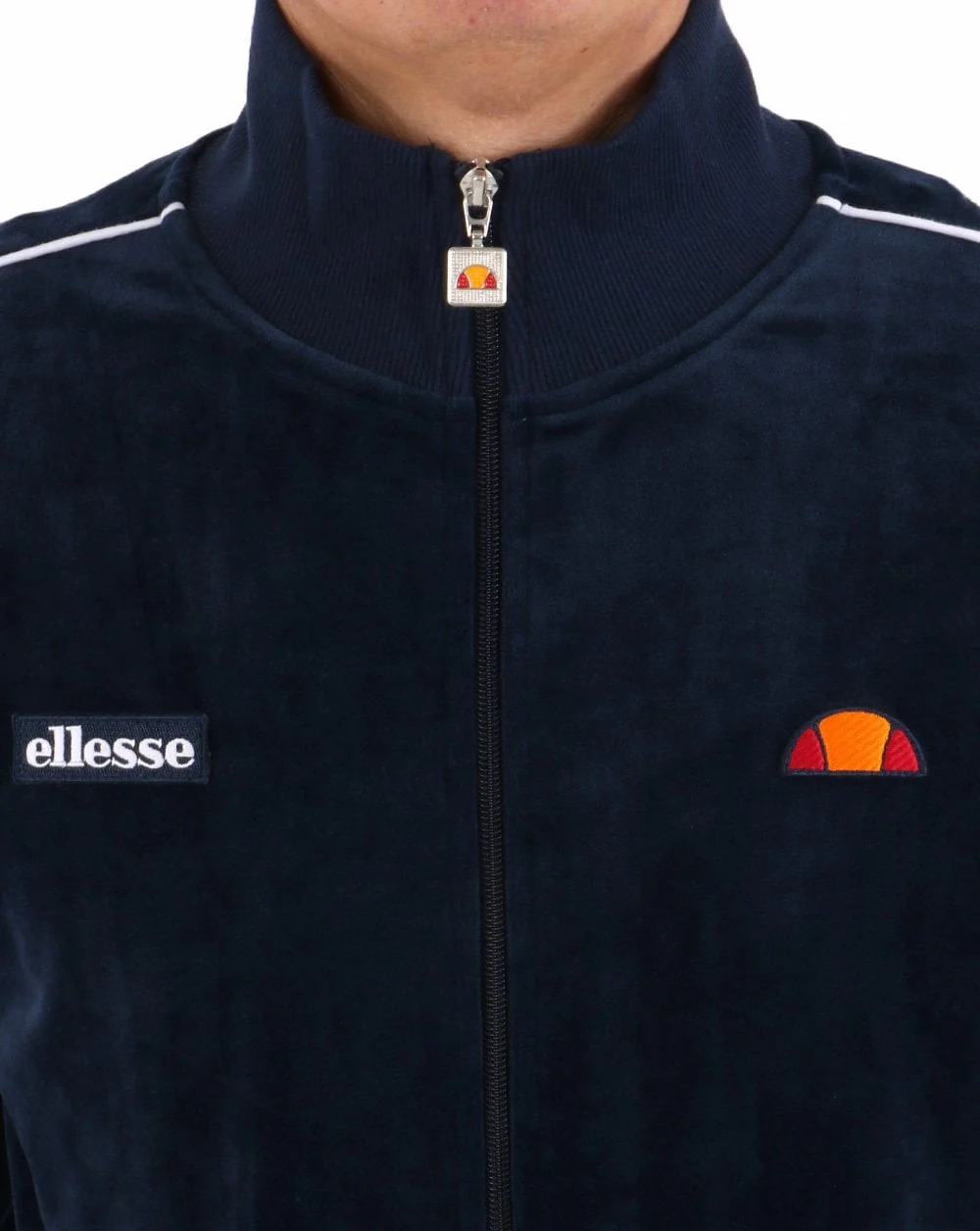 Ellesse Velour Piping Track Top Navy - Image 4