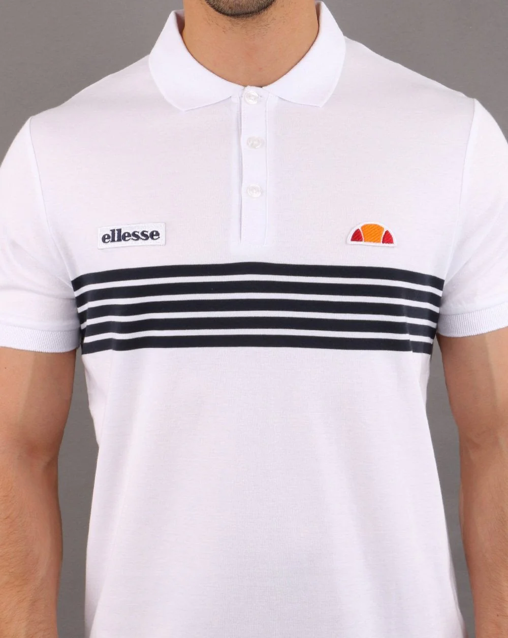 Ellesse Vilas Stripe Polo Shirt White - Image 3