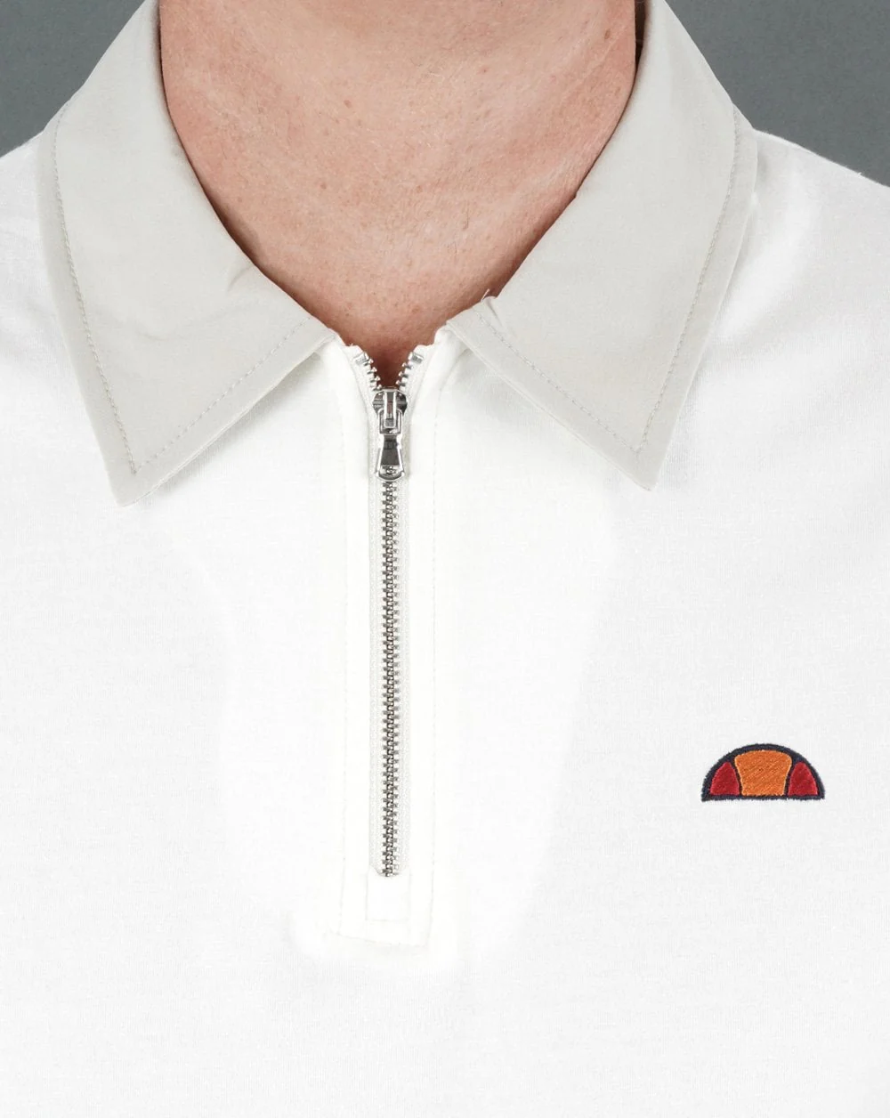 Ellesse Zip Polo Shirt Cream - Image 2