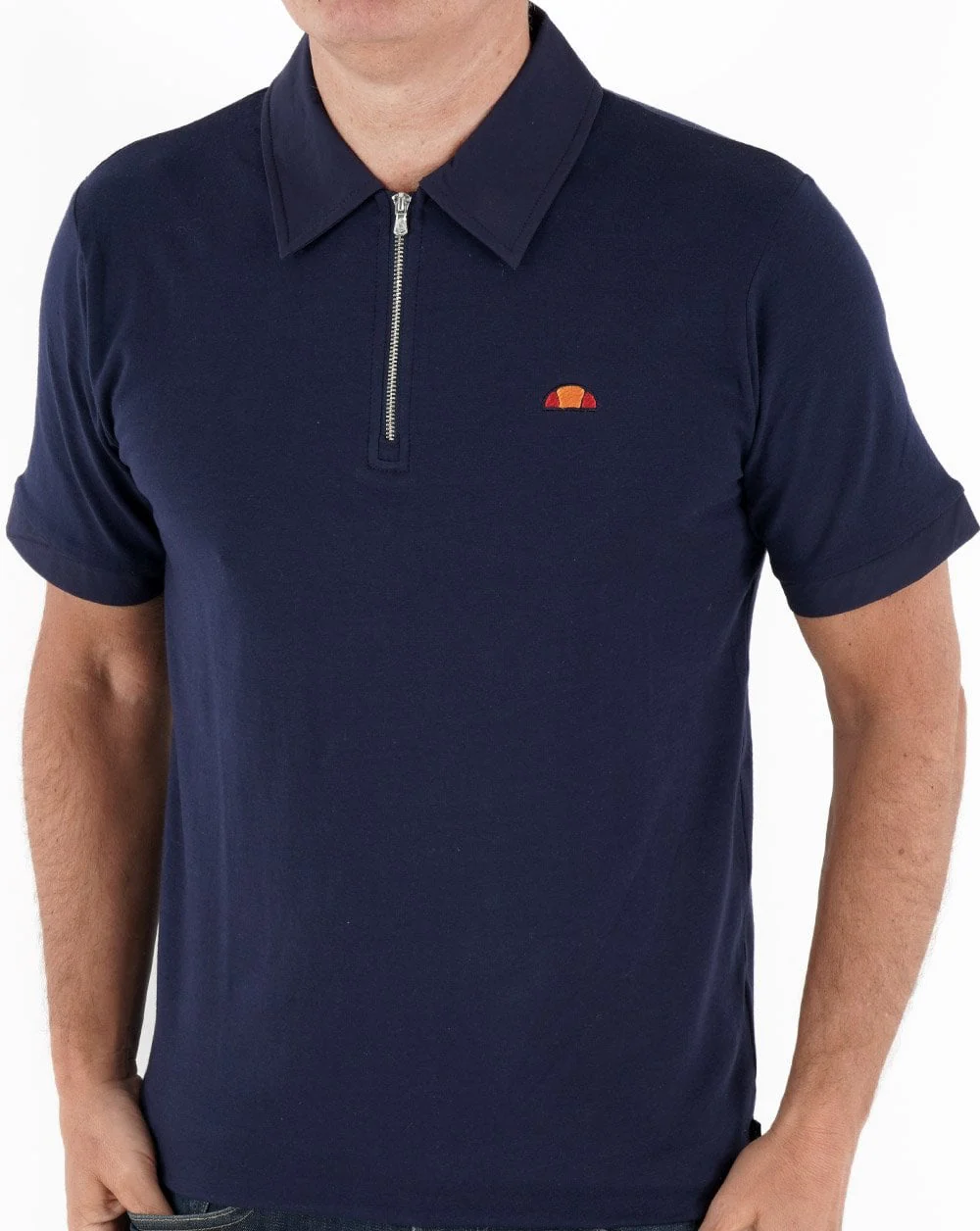 Ellesse Zip Polo Shirt Navy - Image 3
