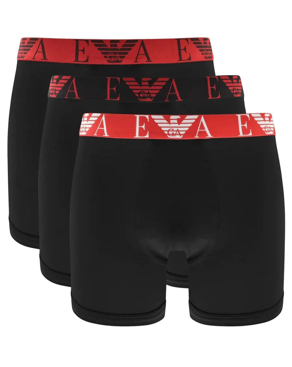 Emporio Armani 3 Pack Boxer Shorts Black/Black/Red