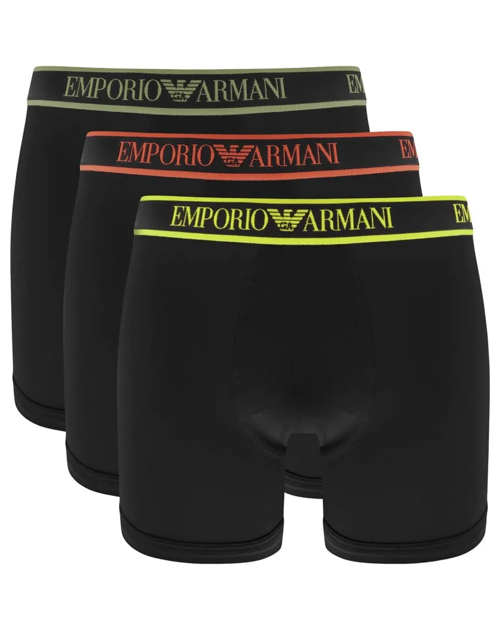 Emporio Armani 3 Pack Boxer Shorts Black/Coloured Waistband