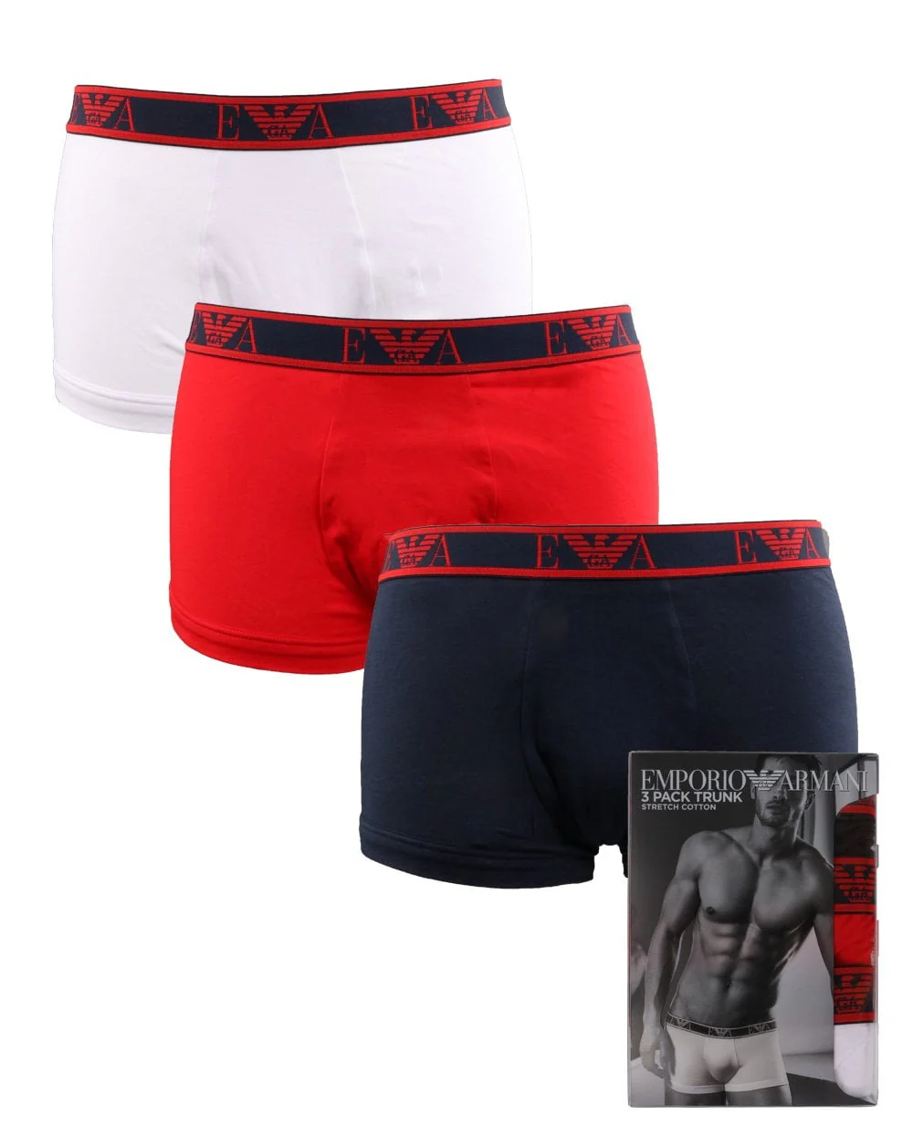 Emporio Armani 3 Pack Boxer Shorts Marine/red/white