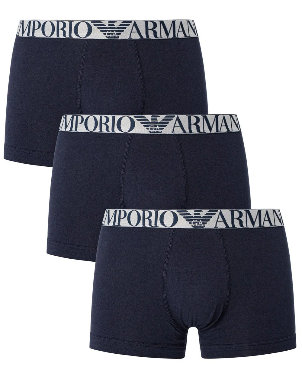 Emporio Armani 3 Pack Boxer Shorts Navy/Silver
