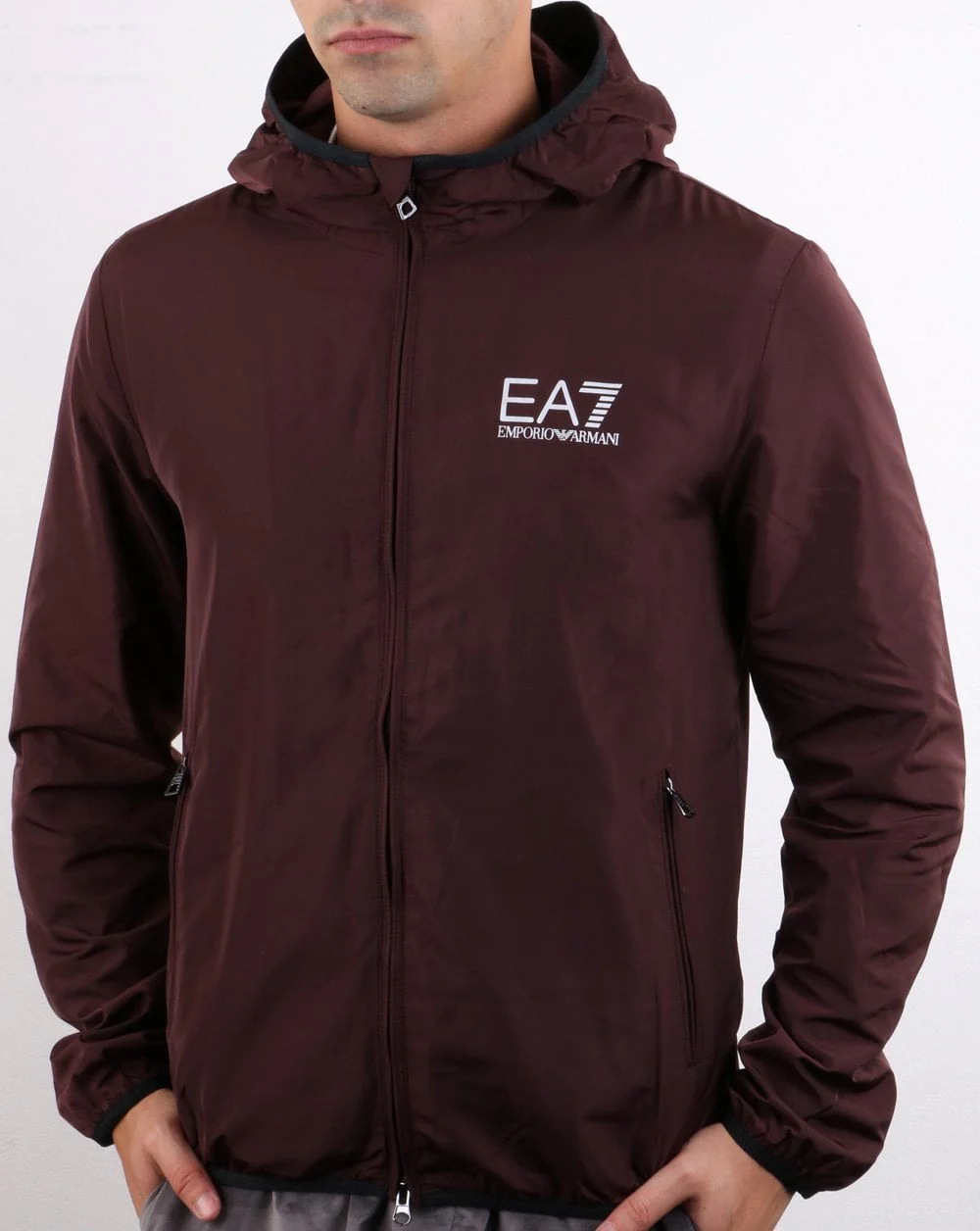 Emporio Armani EA7 Bomber Jacket Dark Burgundy