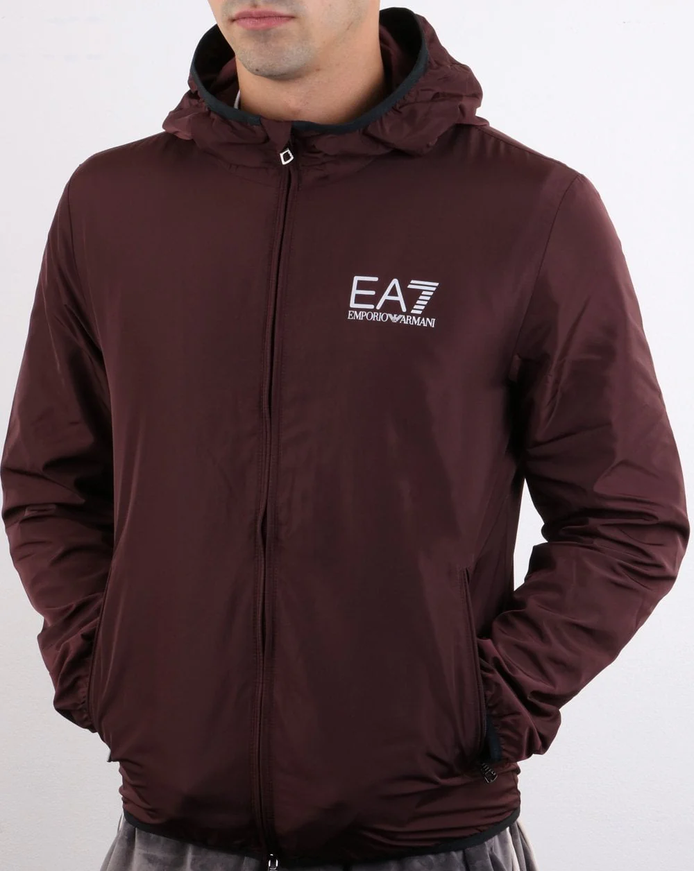 Emporio Armani EA7 Bomber Jacket Dark Burgundy - Image 2