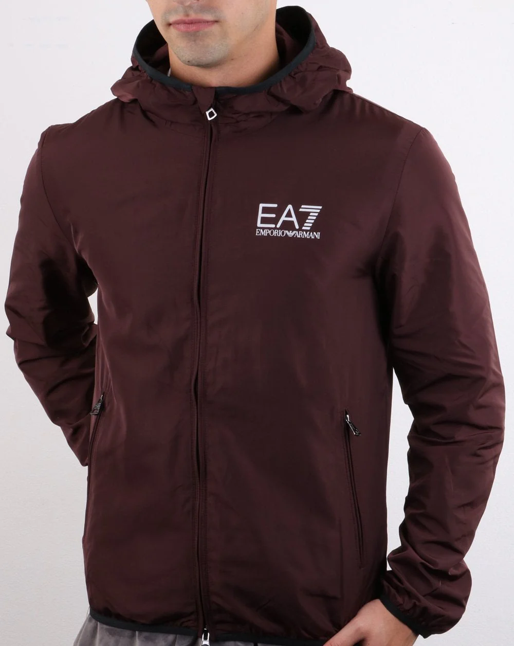Emporio Armani EA7 Bomber Jacket Dark Burgundy - Image 3