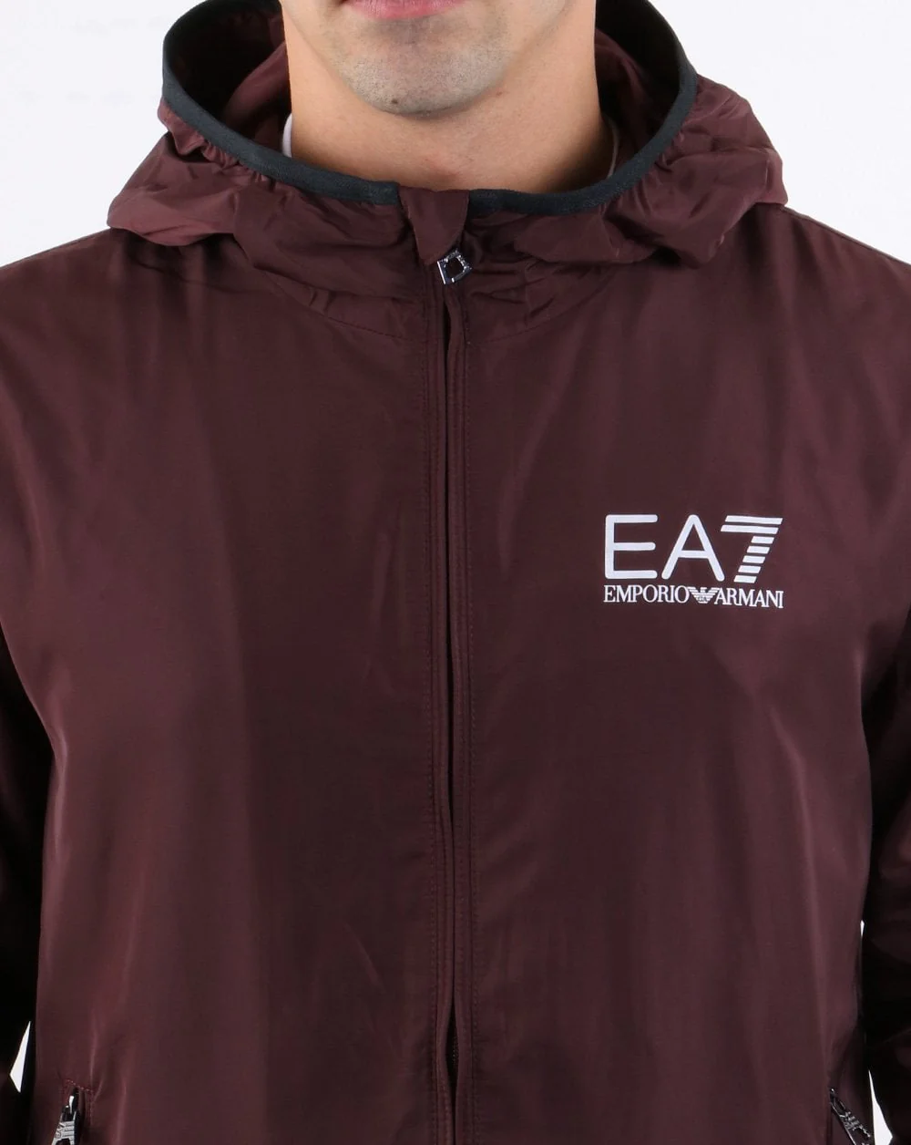 Emporio Armani EA7 Bomber Jacket Dark Burgundy - Image 4