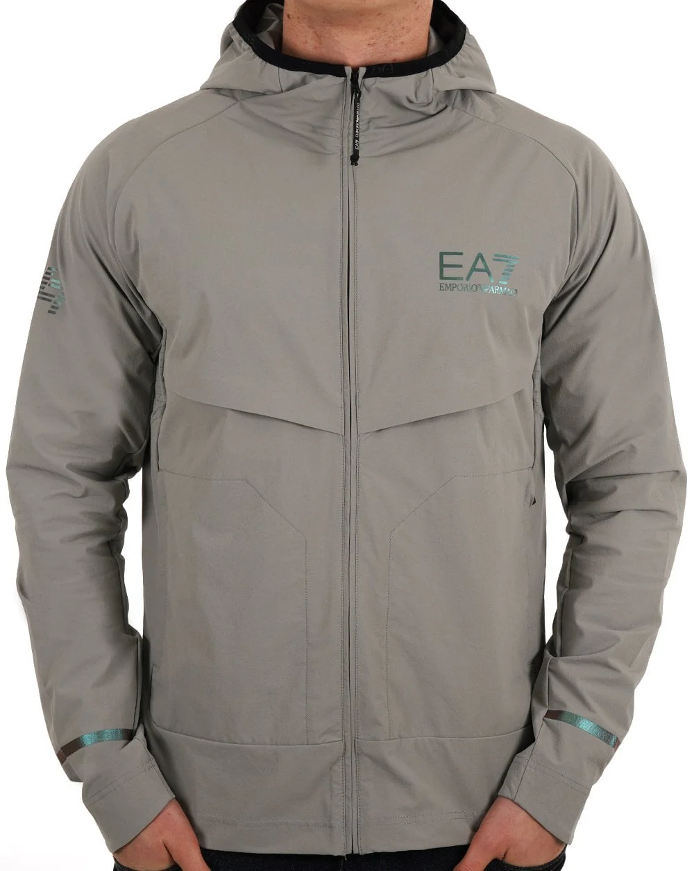 Emporio Armani EA7 Dynamic Athlete Hooded Tech Jacket Grey