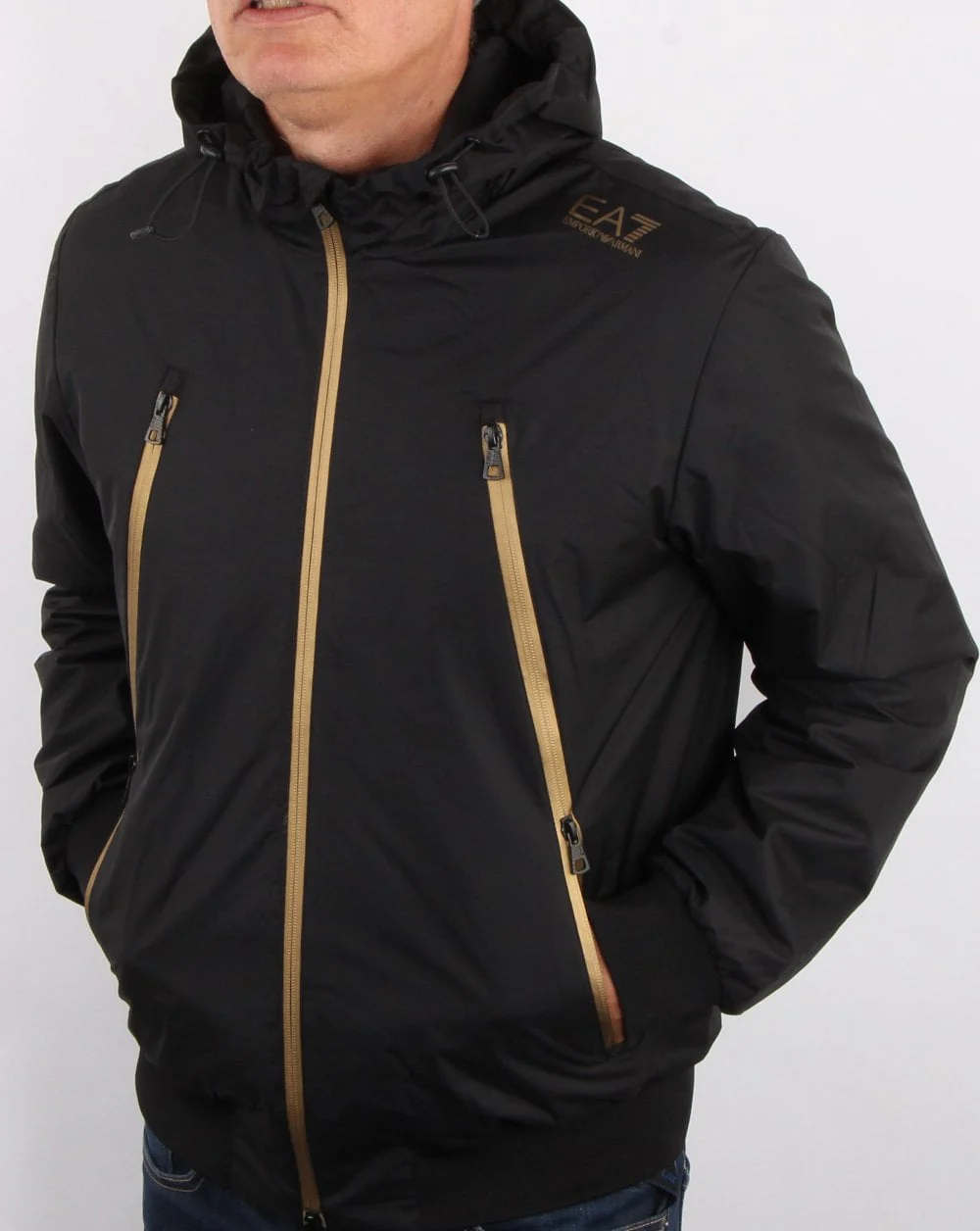 Emporio Armani EA7 Hooded Jacket Black/Gold