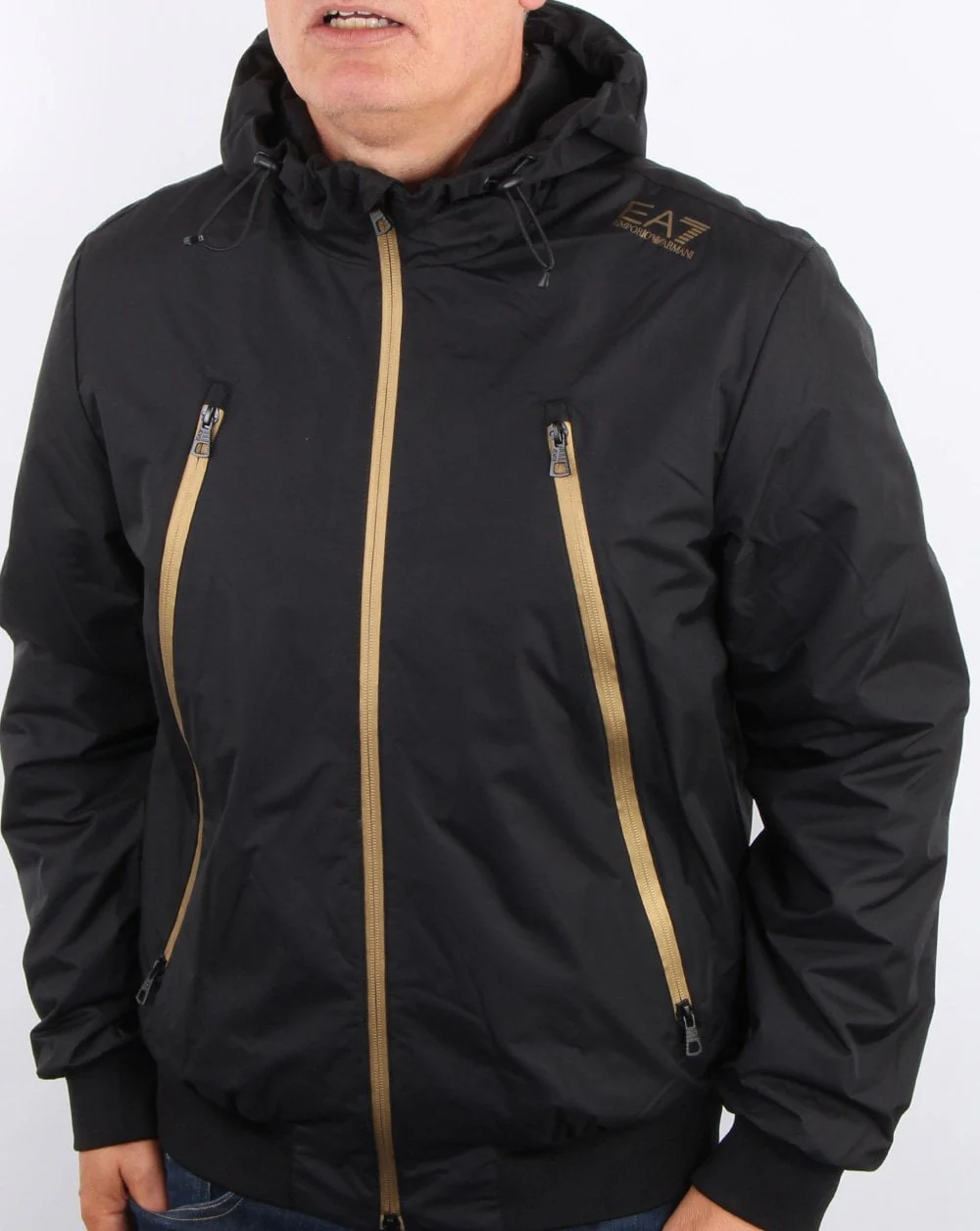 Emporio Armani EA7 Hooded Jacket Black/Gold - Image 2