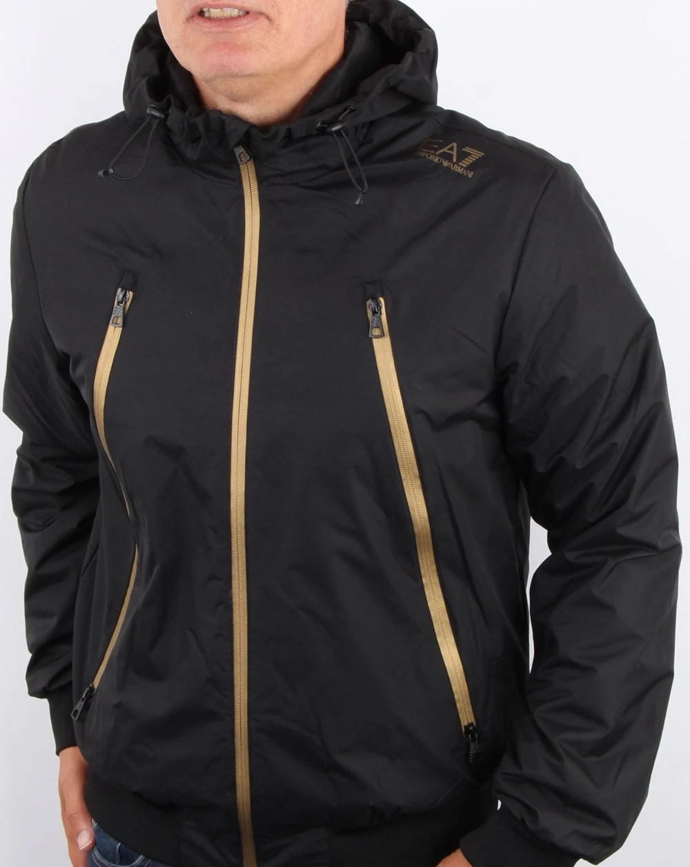 Emporio Armani EA7 Hooded Jacket Black/Gold - Image 4