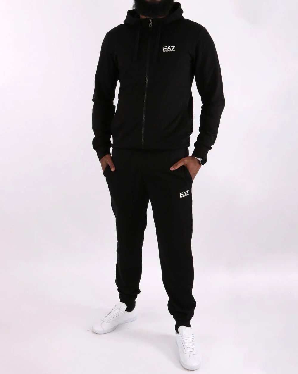 Emporio Armani EA7 Hooded Tracksuit Black/White