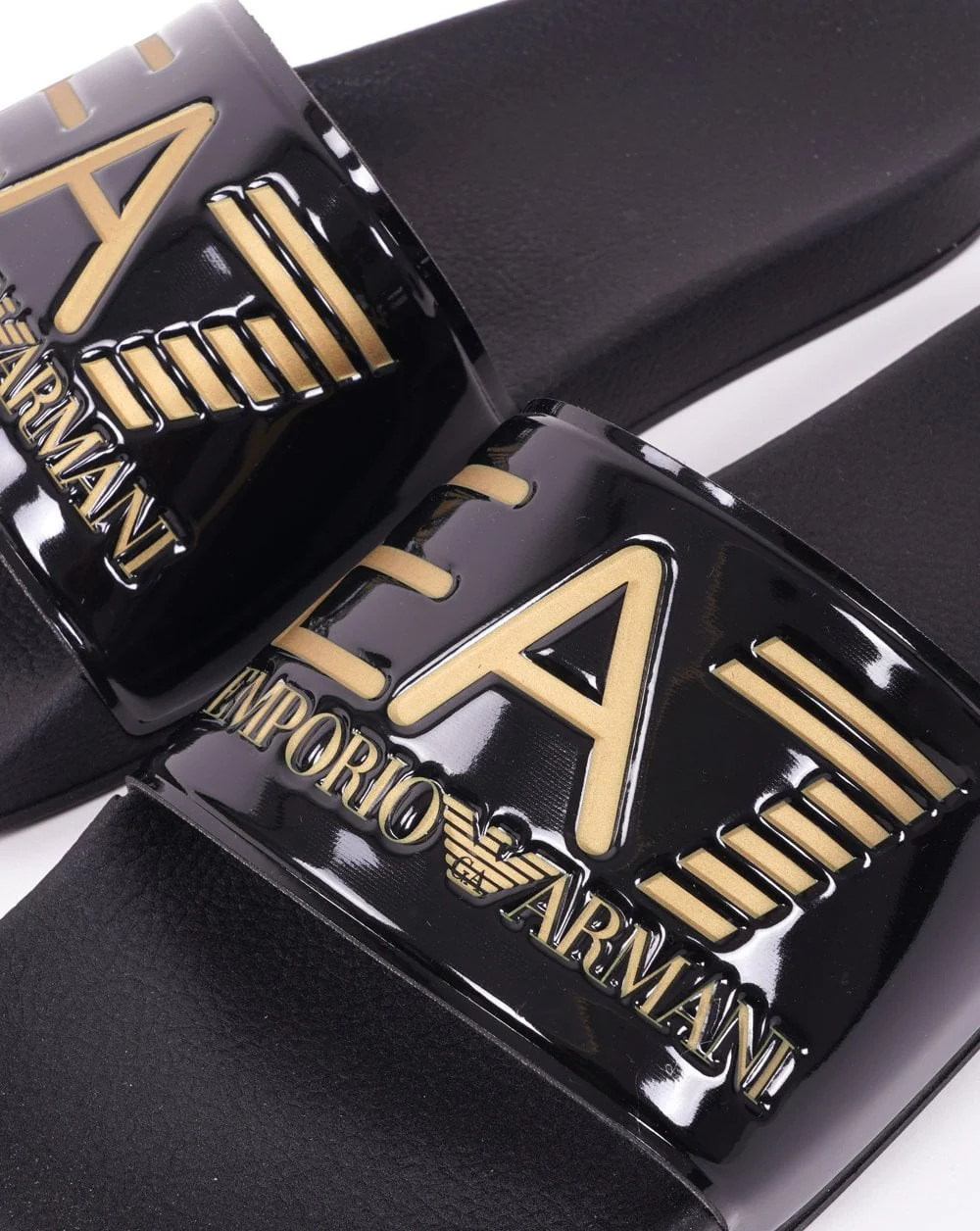 Emporio Armani EA7 Logo Sliders Black/Gold - Image 2