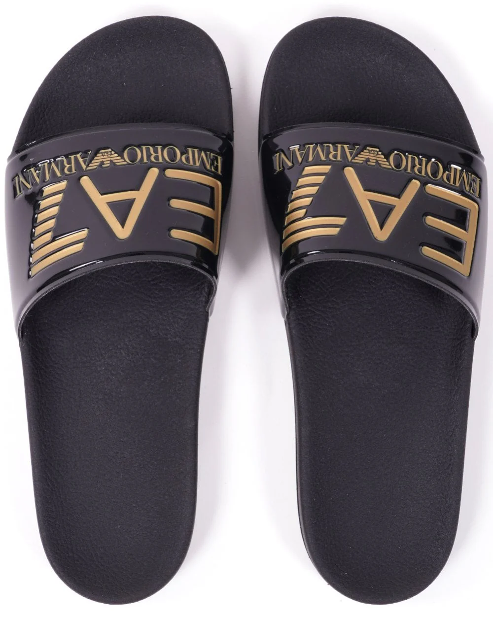 Emporio Armani EA7 Logo Sliders Black/Gold - Image 3
