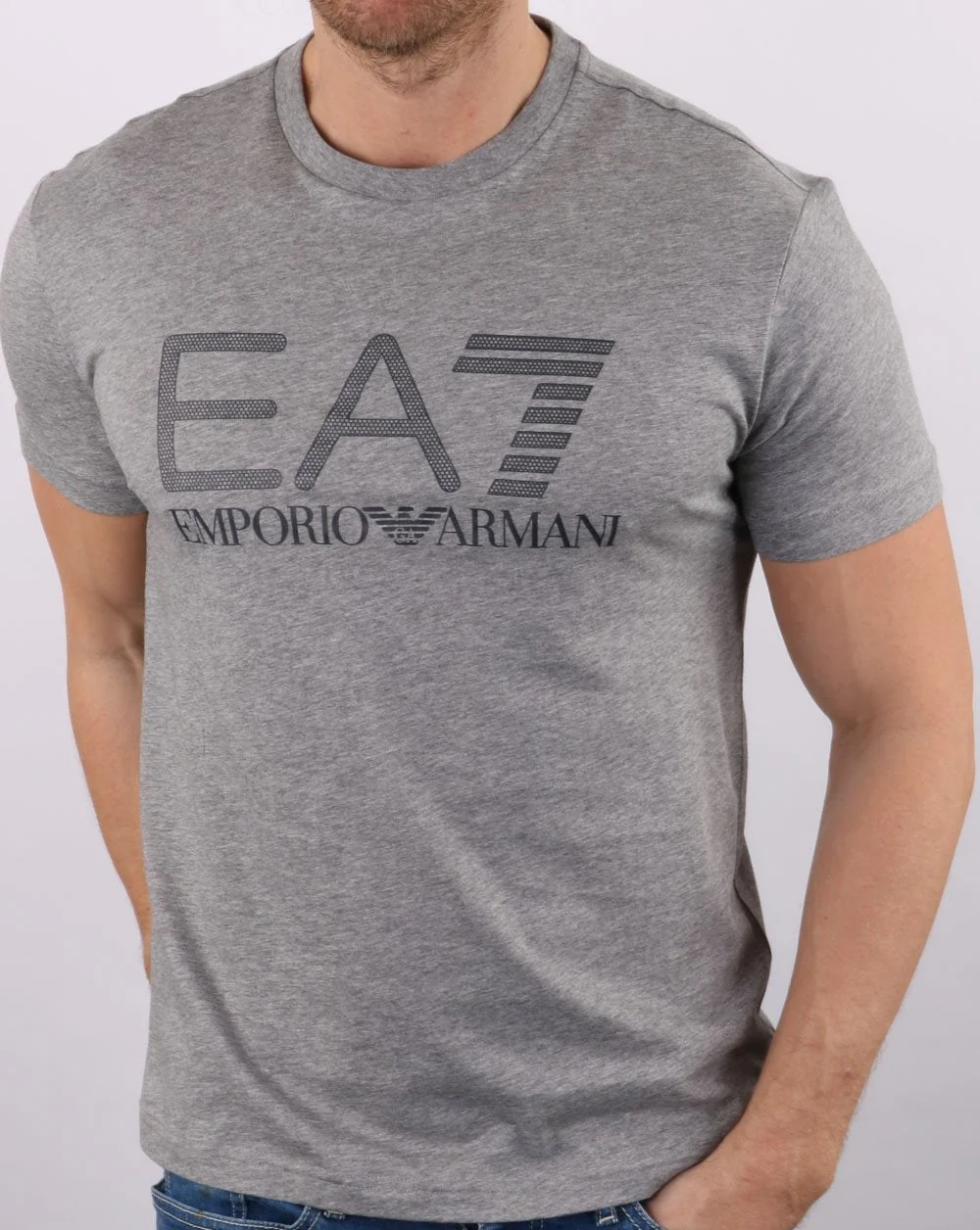 Emporio Armani EA7 Logo T-shirt Grey Marl - Image 3