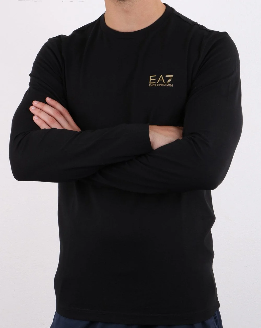Emporio Armani EA7 Long Sleeve T-shirt Black/Gold - Image 3