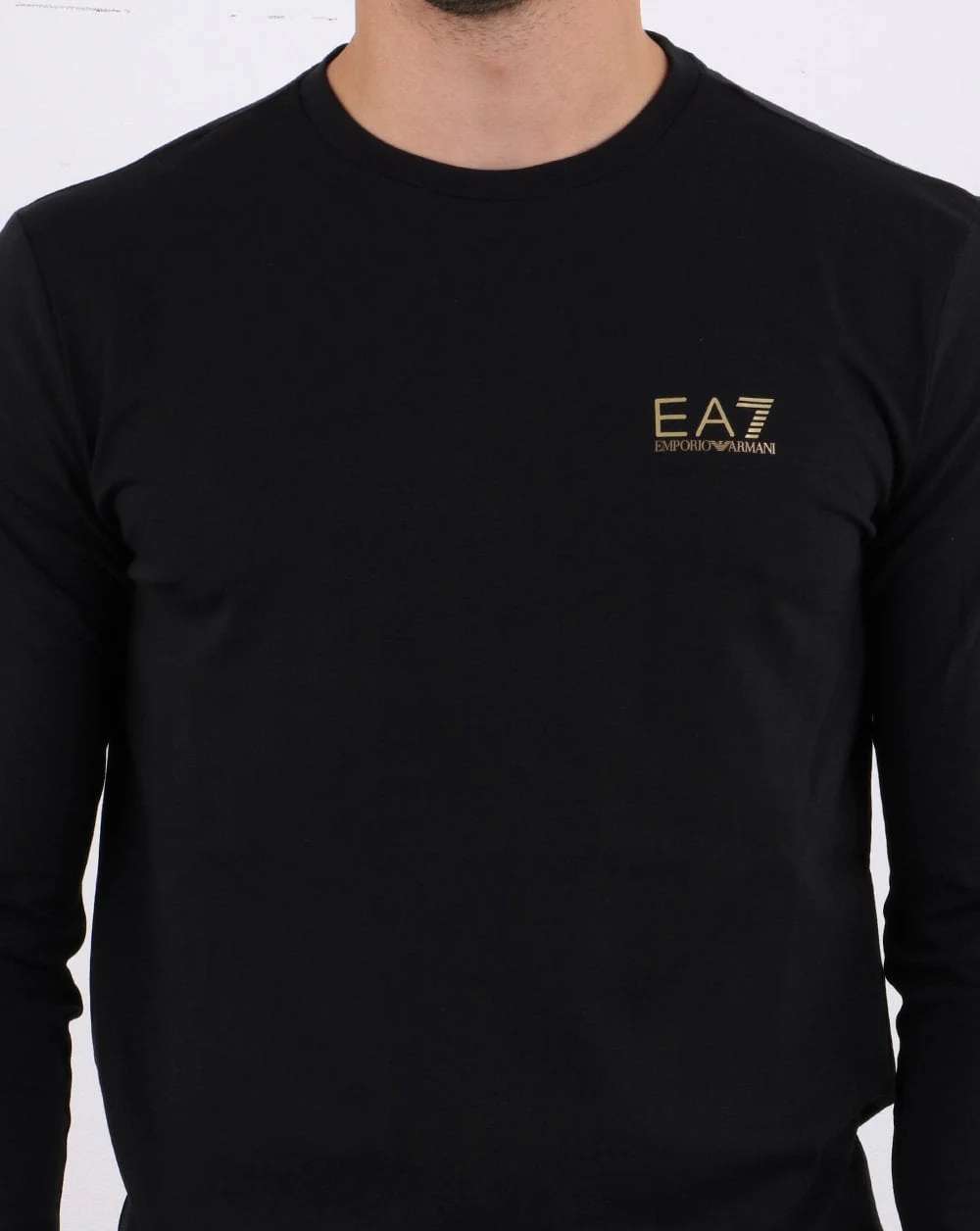 Emporio Armani EA7 Long Sleeve T-shirt Black/Gold - Image 4