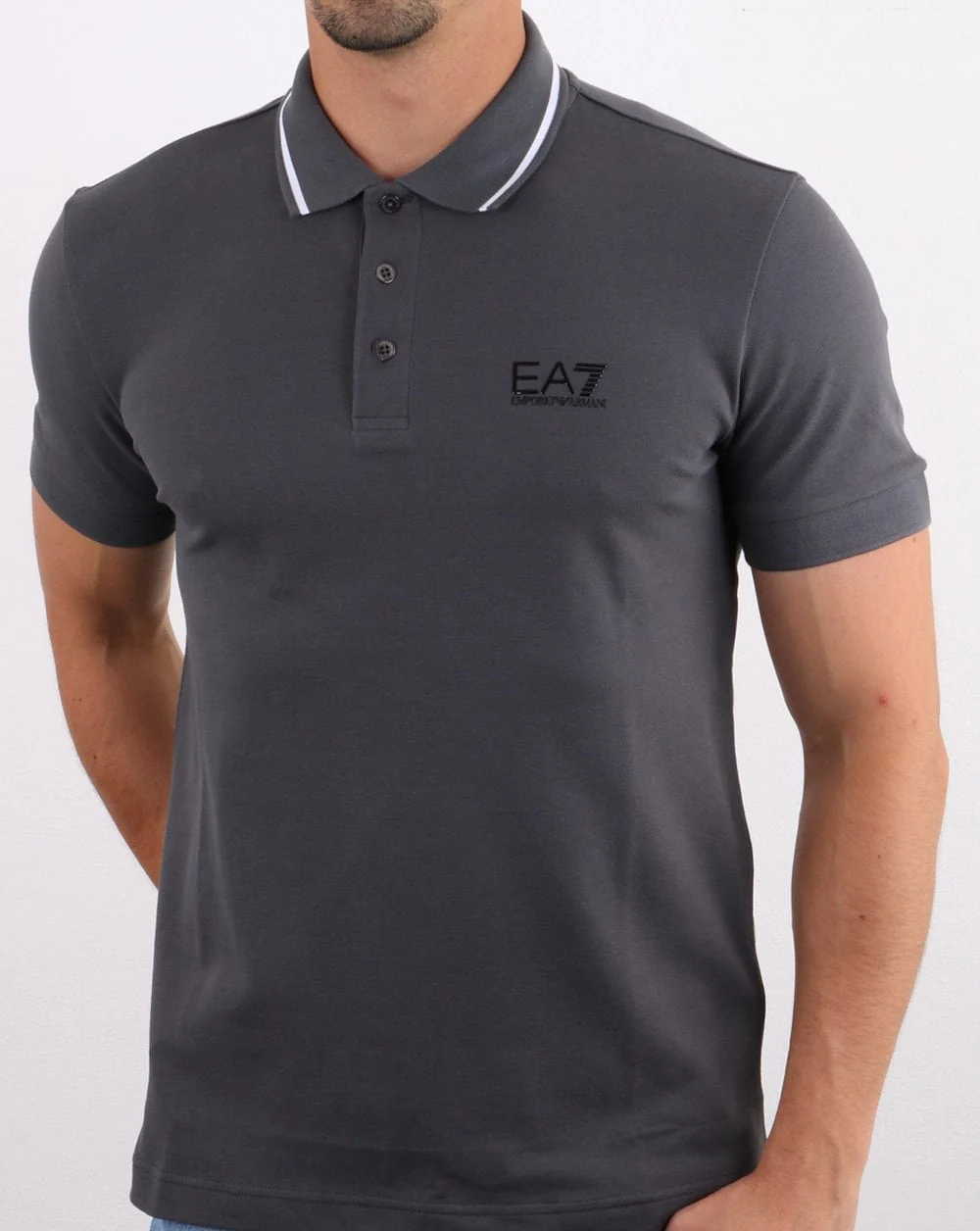 Emporio Armani EA7 Polo Shirt Charcoal - Image 3
