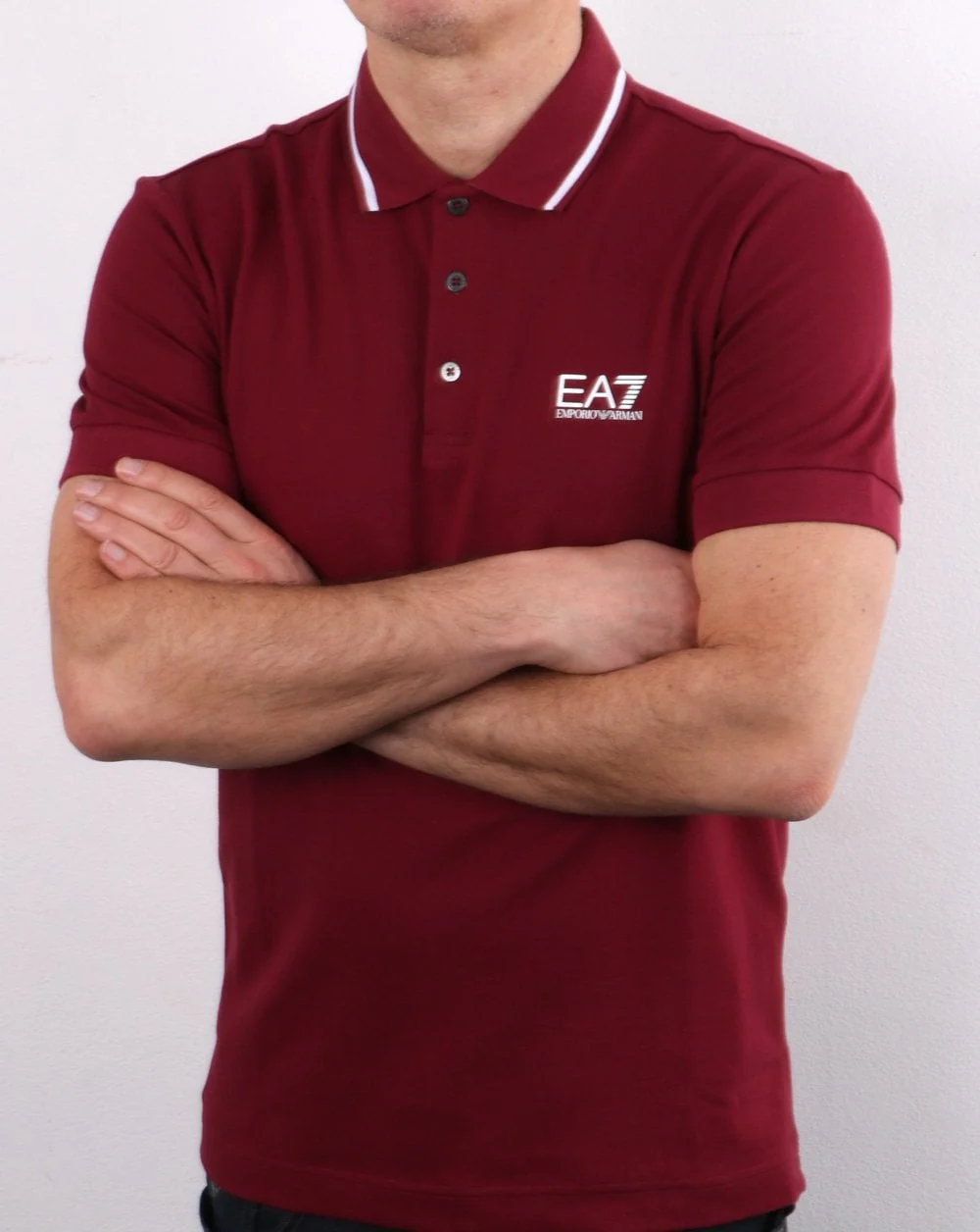 Emporio Armani EA7 Polo Shirt Dark Red - Image 3