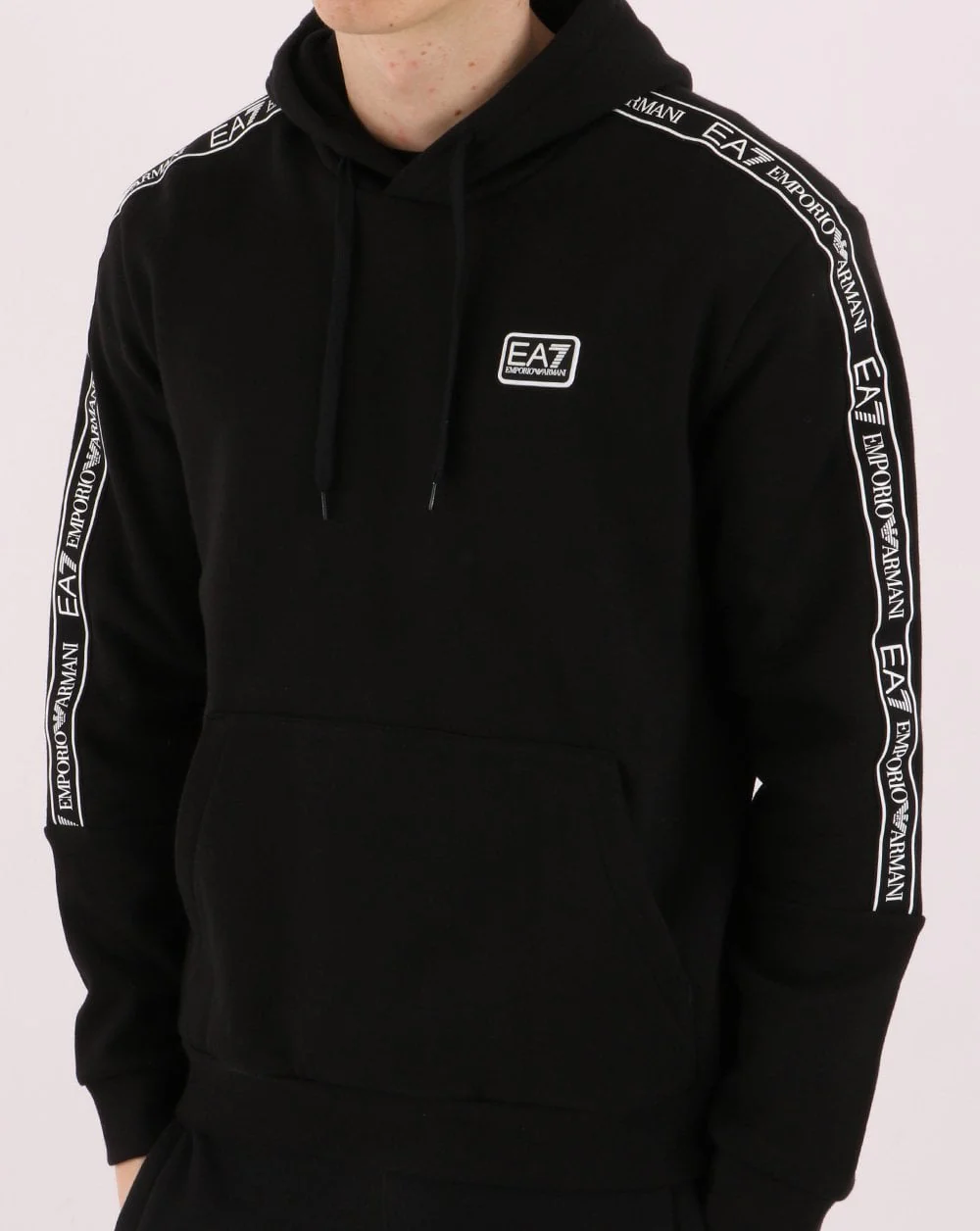 Emporio Armani EA7 Tape Logo Hoodie Black