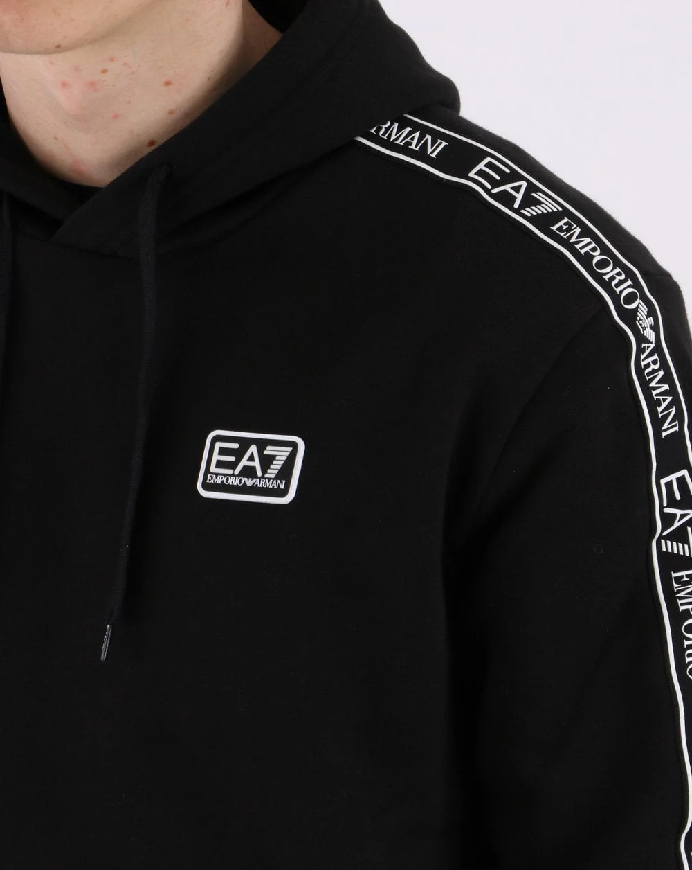 Emporio Armani EA7 Tape Logo Hoodie Black - Image 3