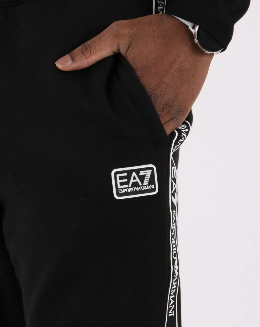 Emporio Armani EA7 Tape Logo Joggers Black - Image 2