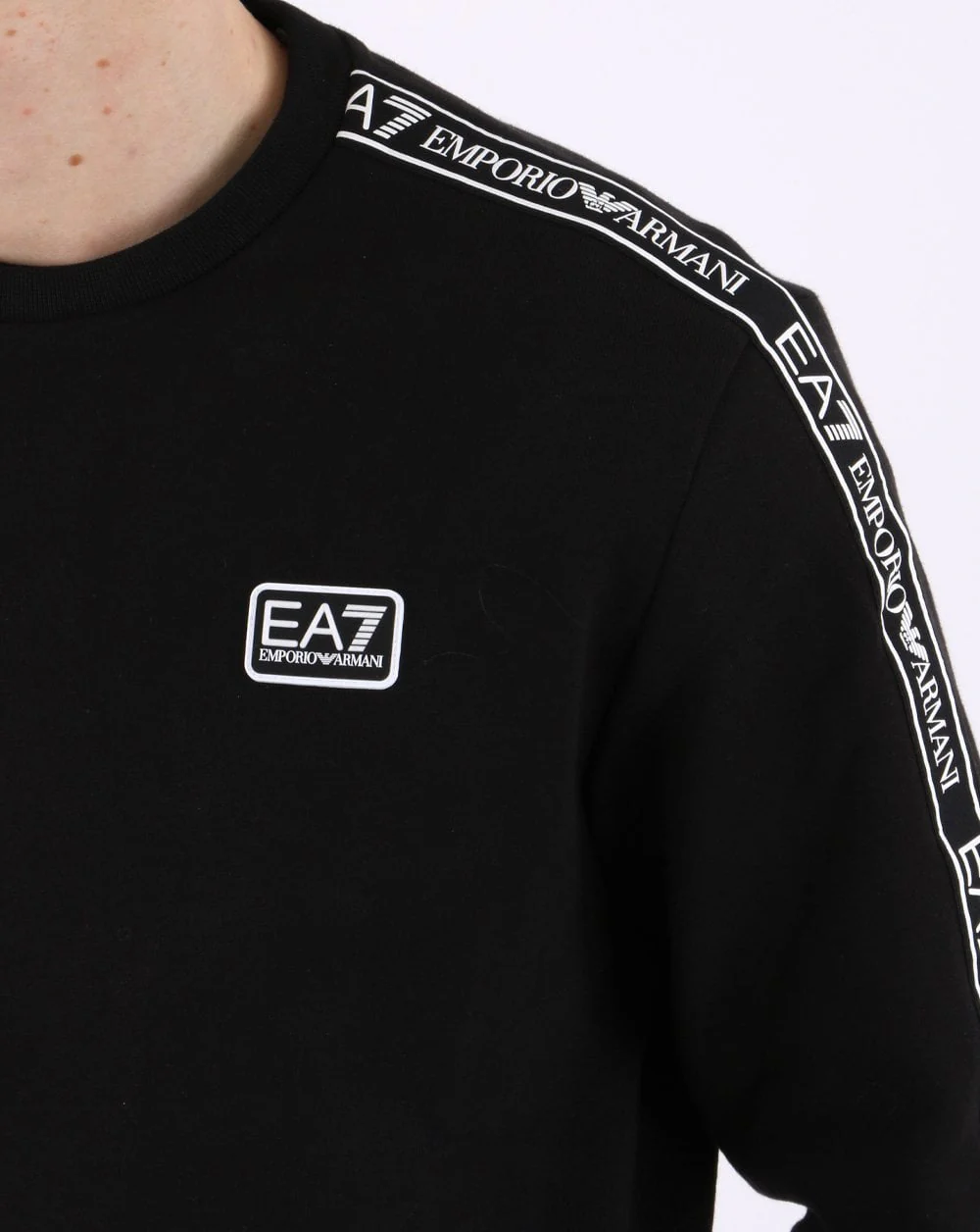 Emporio Armani EA7 Tape Logo Sweatshirt Black - Image 2