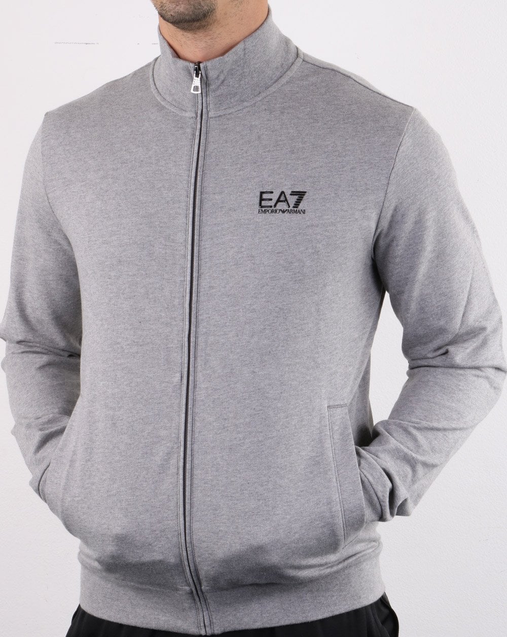 Emporio Armani EA7 Track Top Medium Grey Melange - Image 3